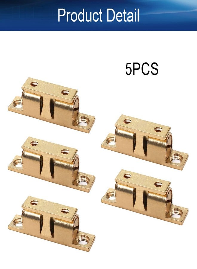 Yinpecly 5pcs Brass Cabinet Door Closet Double Ball Tension Latch Catch Hardware Fitting for Cabinet Closet Furniture Door, 1.38 inch Length Copper Tone - Image 3